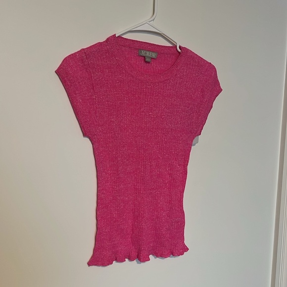 J. Crew Pink Short Sleeved Ribbed Sweater Top, NWOT - Picture 2 of 6